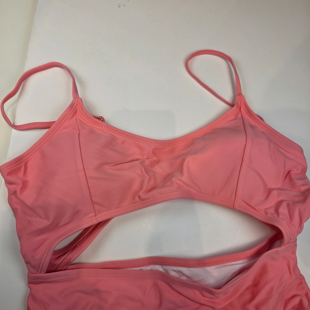 Cutout Monokini Women L Peach High Waist Ruched Back Sexy Beachwear 301 NWT - Picture 3 of 9